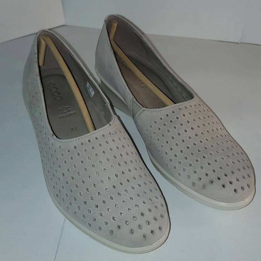 Ecco Women's Felicia Summer Slip on Leather Shoe in Gravel EU 41 NWT - Picture 3 of 10